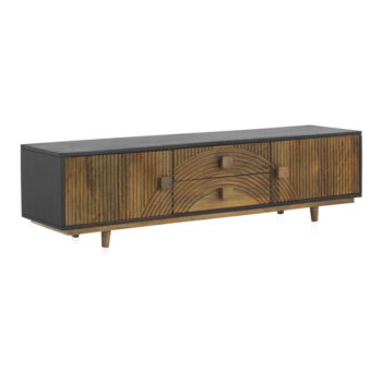 Čierny/prírodný TV stolík z mangového dreva 150x40 cm Mango - Geese - Image 2