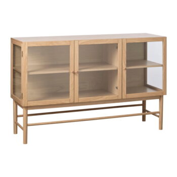 Vitrína z dubového dreva v prírodnej farbe 88x140 cm Elba – Unique Furniture – Obrázok 5
