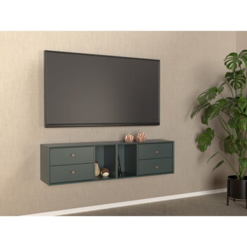 Tmavozelená nástenná knižnica 140x36 cm Z – Tenzo – Obrázok 2