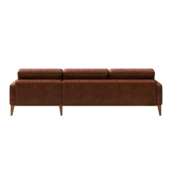 Červenohnedá kožená rohová pohovka MESONICA Musso Tufted, ľavý roh - Image 3