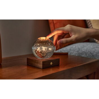 Tmavohnedá stmievateľná stolová lampa so skleneným tienidlom (výška 12 cm) Amber – Gingko - Image 5