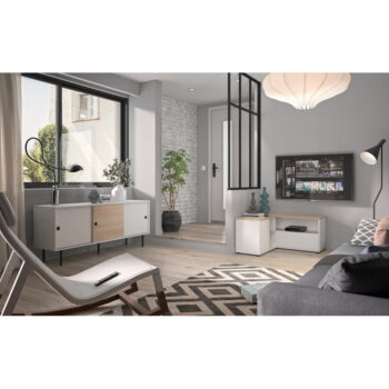 TV stolík v dekore duba v bielo-prírodnej farbe 90x45 cm Angle – TemaHome - Image 11