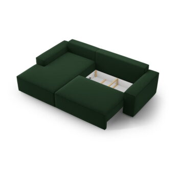 Tmavozelená rozkladacia rohová pohovka z textílie bouclé (ľavý roh) Jodie – Micadoni Home - Image 6