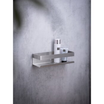 Strieborná samodržiaca kúpeľňová polička z nerezovej ocele v matne striebornej farbe Genova – Wenko – Obrázok 2