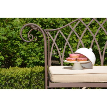 Hnedá kovová záhradná lavica – Esschert Design – Obrázok 4