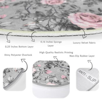 Svetloružovo-sivý prateľný okrúhly koberec vhodný pre robotické vysávače ø 80 cm Comfort – Mila Home – Obrázok 6