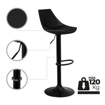 Čierne barové stoličky s nastaviteľnou výškou z imitácie kože v súprave 2 ks (výška sedadla 56,5 cm) – Casa Selección – Obrázok 10