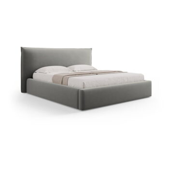Sivá čalúnená dvojlôžková posteľ s úložným priestorom a roštom 180x200 cm Elio – Milo Casa - Image 4