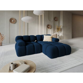 Modrá zamatová rohová pohovka (pravý roh) Bellis – Micadoni Home – Obrázok 7