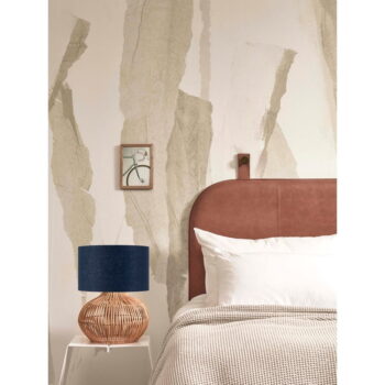 Stolová lampa s textilným tienidlom v tmavo modro-prírodnej farbe (výška 48 cm) Kalahari – Good&Mojo - Image 2