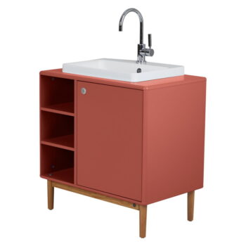Červená závesná skrinka s umývadlom bez batérie 80x62 cm Color Bath – Tom Tailor - Image 3