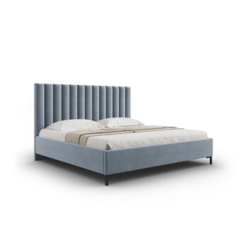 Svetlomodrá čalúnená dvojlôžková posteľ s úložným priestorom s roštom 180x200 cm Casey – Mazzini Beds