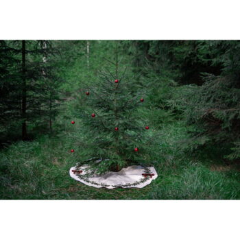 Krémovobiely umyvateľný okrúhly koberec pod stromček s vianočným motívom ø 130 cm – Butter Kings - Image 3