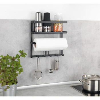 Čierny nástenný kuchynský organizér Wenko Gala – Obrázok 7