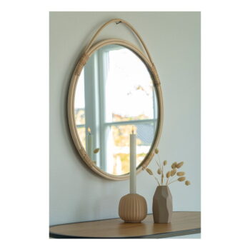 Nástenné zrkadlo s ratanovým rámom ø 50 cm Malo – House Nordic - Image 2
