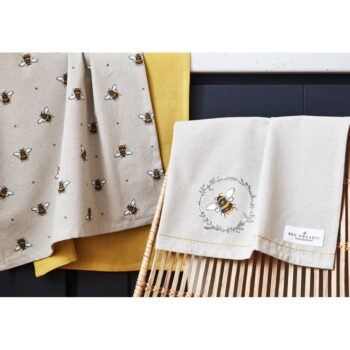 Súprava 3 béžovo-žltých bavlnených kuchynských utierok Cooksmart ® Bumble Bees - Image 2