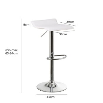 Biele barové stoličky s nastaviteľnou výškou z imitácie kože v súprave 2 ks (výška sedadla 63 cm) – Casa Selección – Obrázok 2