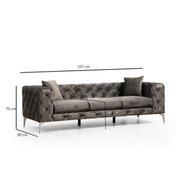 Tmavosivá zamatová pohovka 237 cm Como – Balcab Home – Obrázok 9