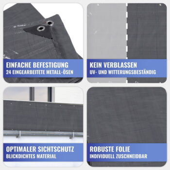 Čierna plastová balkónová zástena 500x85 cm – Maximex - Image 5