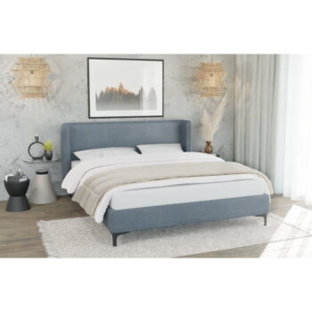 Modrá čalúnená jednolôžková posteľ s roštom 90x200 cm Basti – Ropez - Image 3