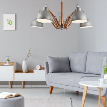 Sivo-hnedé stropné svietidlo s kovovým tienidlom ø 15 cm Marcello – LAMKUR – Obrázok 3