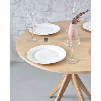 Okrúhly rozkladací jedálenský stôl s doskou v dekore jaseňového dreva 45x90 cm Jubi – Ragaba - Image 8
