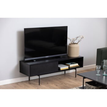 Čierny TV stolík v dekore jaseňa 140x45 cm Angus – Actona - Image 5