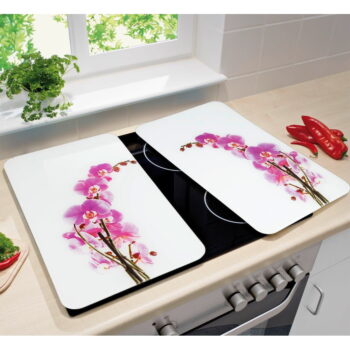 Súprava 2 sklenených krytov na sporák Wenko Orchid, 52 x 30 cm - Image 2