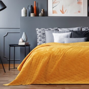 Žltý zamatový prešívaný pléd 220x240 cm Laila – AmeliaHome - Image 6