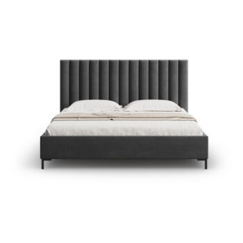 Tmavosivá čalúnená dvojlôžková posteľ s úložným priestorom s roštom 140x200 cm Casey – Mazzini Beds - Image 4