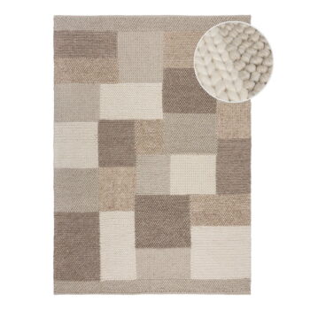 Béžový ručne tkaný koberec s prímesou vlny 80x150 cm Minerals Patchwork – Flair Rugs