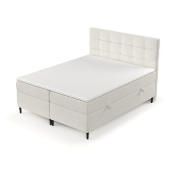 Krémovobiela boxspring posteľ s úložným priestorom 200x200 cm Urbaneo – Maison de Rêve – Obrázok 11