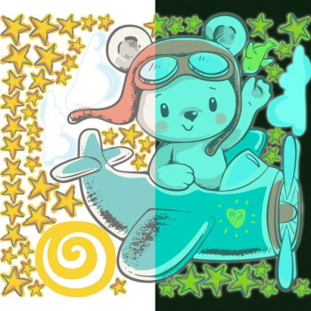 Detská samolepka na stenu 30x25 cm Pilot Bear - Ambiance - Image 8