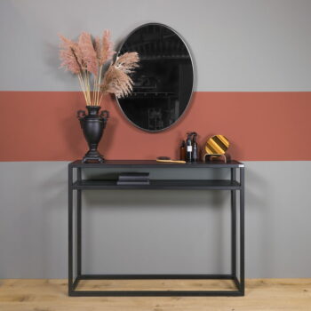Čierny konzolový stolík s doskou z dubového dreva 30x120 cm Daniël – Spinder Design - Image 5