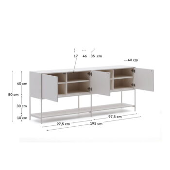 Biela nízka komoda 195x80 cm Vedrana – Kave Home – Obrázok 5