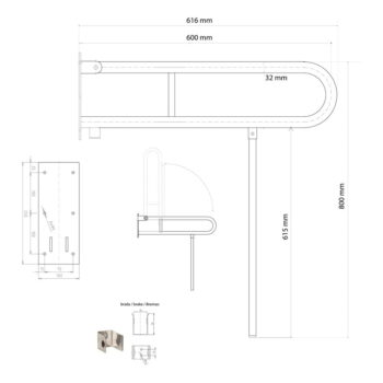 Nástenné madlo do kúpeľne z nehrdzavejúcej ocele 62 cm Handicap – Sapho - Image 2
