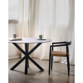 Čierny okrúhly jedálenský stôl so sklenenou doskou ø 120 cm Argo – Kave Home - Image 2