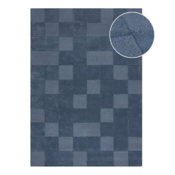 Tmavomodrý ručne tkaný vlnený koberec 120x170 cm Checkerboard – Flair Rugs