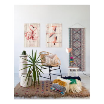 Nástenná dekorácia z borovicového dreva Madre Selva Love Flamingo, 60 × 40 cm - Image 2