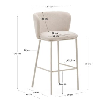 Béžová barová stolička (výška sedadla 75 cm) Ciselia – Kave Home - Image 7