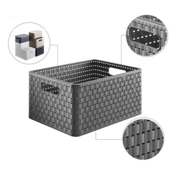 Tmavosivý úložný košík z recyklovaného plastu Country - Rotho - Image 3