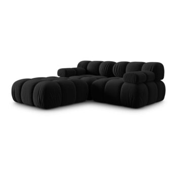 Čierna zamatová rohová pohovka Bellis – Micadoni Home - Image 3