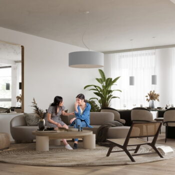 Biele stropné svietidlo s textilným tienidlom ø 60 cm Volta – Nice Lamps - Image 6