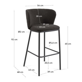 Čierna barová stolička (výška sedadla 65 cm) Ciselia – Kave Home - Image 7