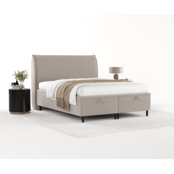 Sivobéžová čalúnená dvojlôžková posteľ s úložným priestorom 180x200 cm Pearl – Maison de Rêve - Image 9