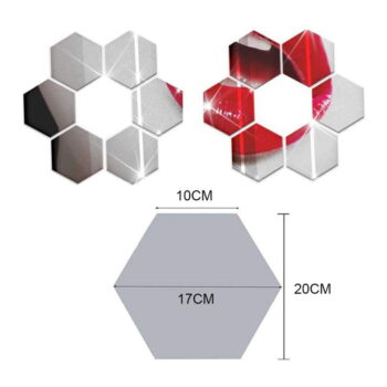 Súprava 12 adhezívnych zrkadlových samolepiek Ambiance Hexagonal Mirror, 20 x 17 cm – Obrázok 2