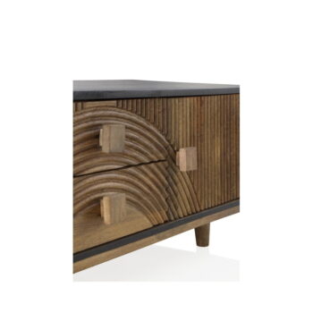 Čierny/prírodný TV stolík z mangového dreva 150x40 cm Mango - Geese - Image 6