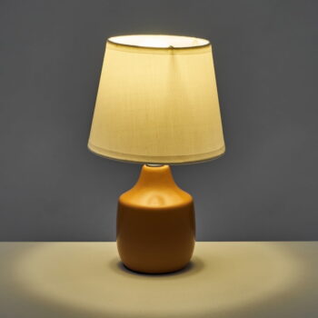 Bielo-hnedá keramická stolová lampa s textilným tienidlom (výška 24 cm) – Casa Selección - Image 2