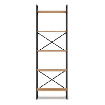 Čierny/prírodný regál v dekore duba 58x175 cm Dusan – Marckeric