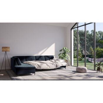 Tmavomodrá zamatová rozkladacia pohovka do "U" Ghado Moor, ľavý roh – Obrázok 6